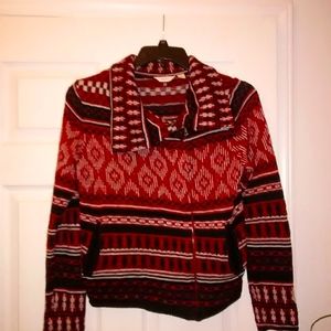 Lucky Brand zip up collared sweater with pockets